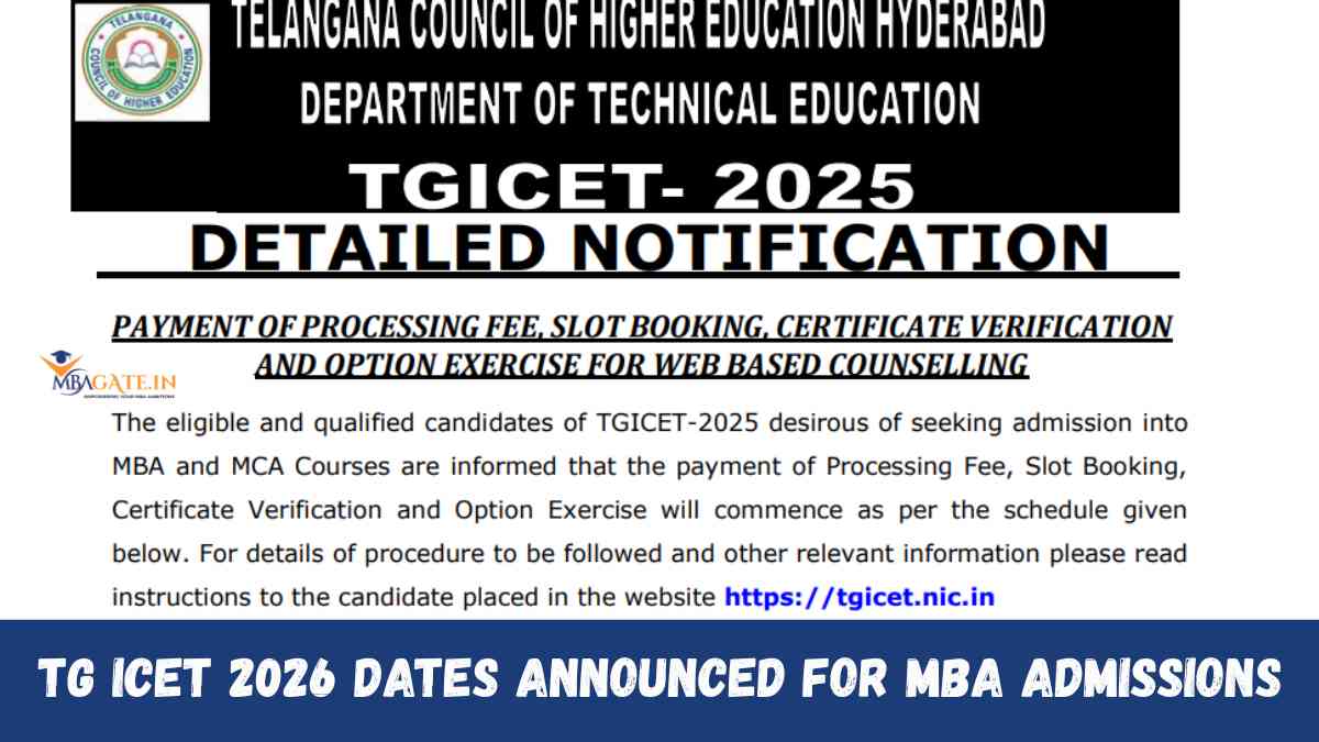 TG ICET 2026 Dates Announced for MBA Admissions