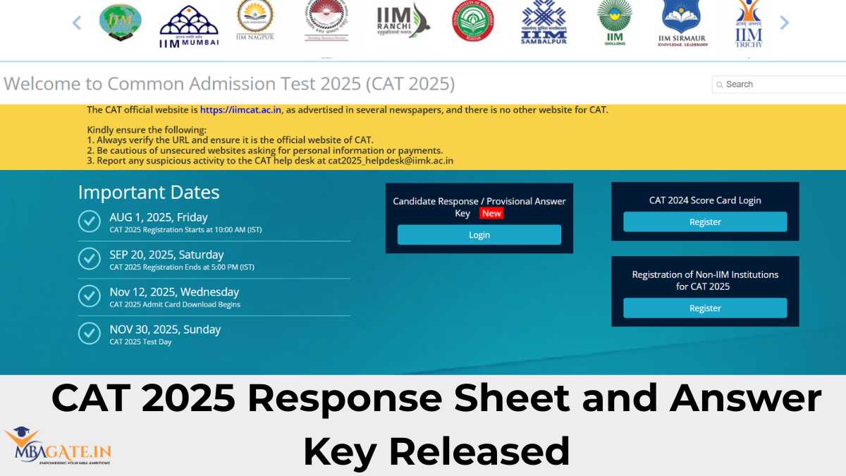 CAT 2025 Response Sheet and Answer Key Released at iimcat.ac.in