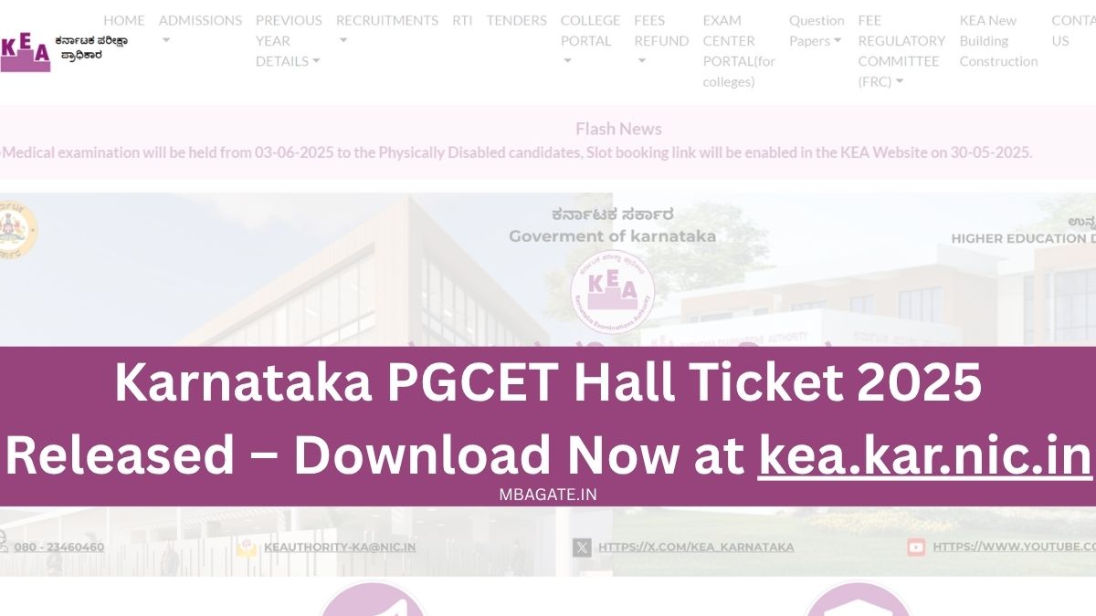Karnataka PGCET Hall Ticket 2025 Released – Download Now at kea.kar.nic.in
