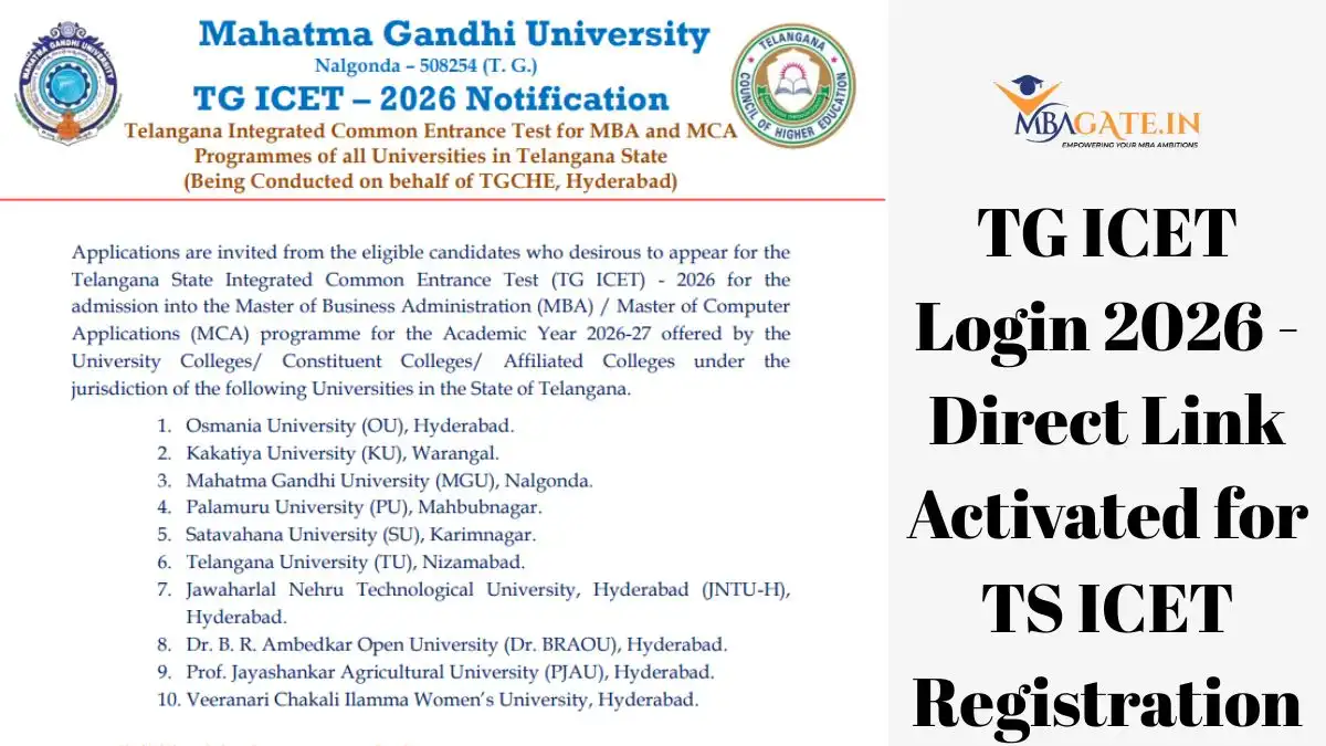TG ICET Login 2026 - Direct Link Activated for TS ICET Registration