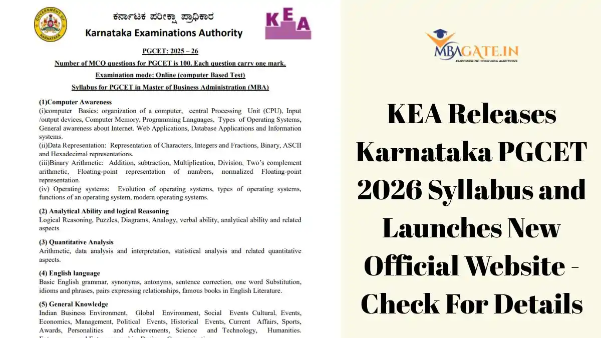 KEA Releases Karnataka PGCET 2026 Syllabus and Launches New Official Website - Check For Details