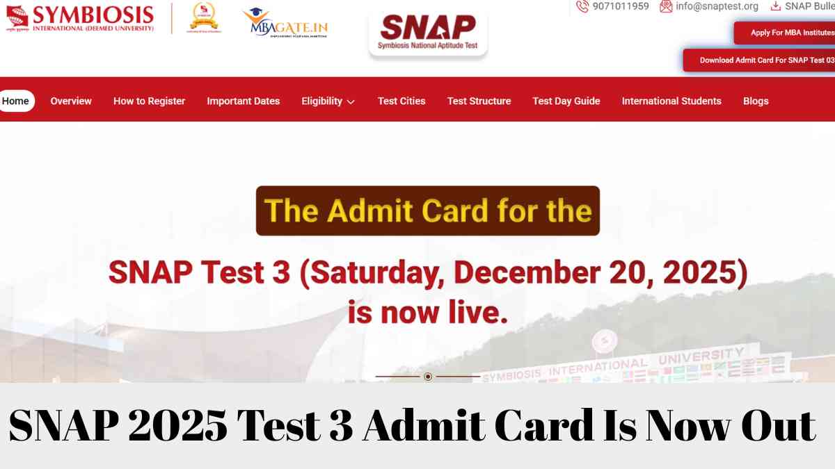 SNAP 2025 Test 3 Admit Card Is Now Out - Download Hall Ticket & Verify Information