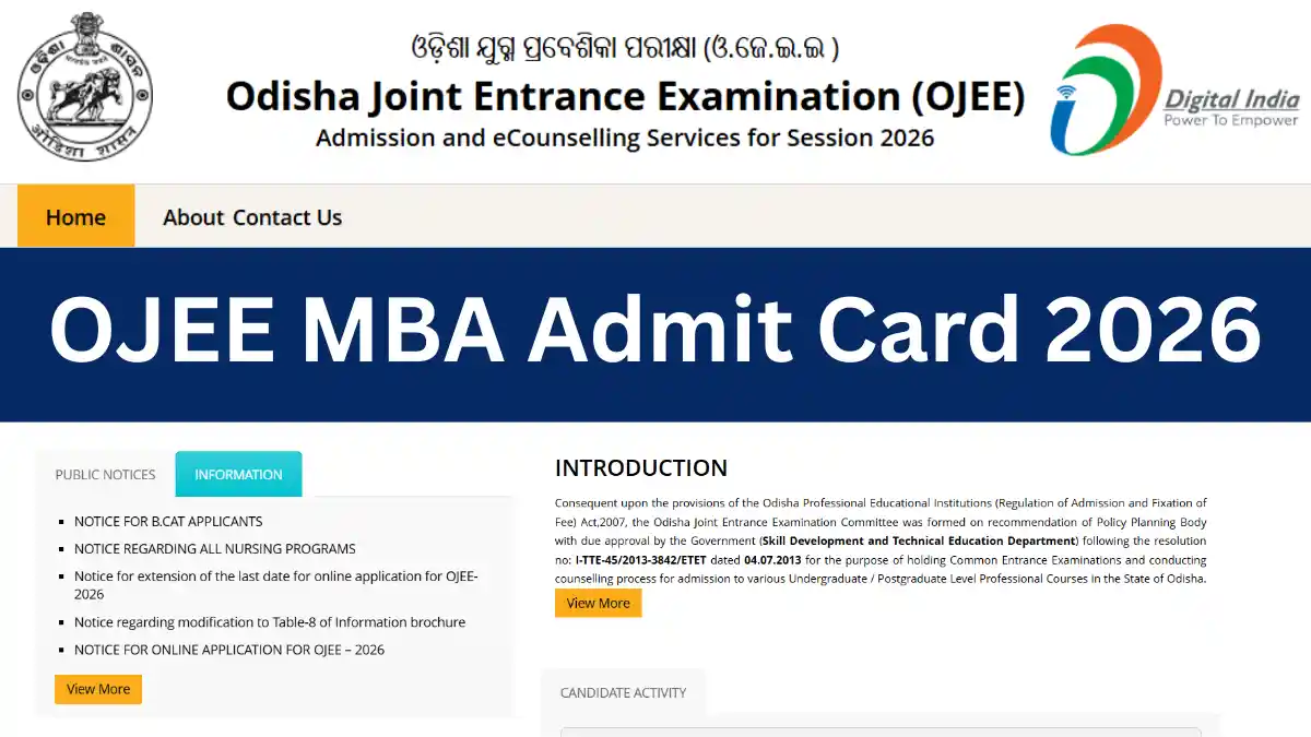 OJEE MBA Admit Card 2026 - Release Date 25 April, How to Download & Key Details