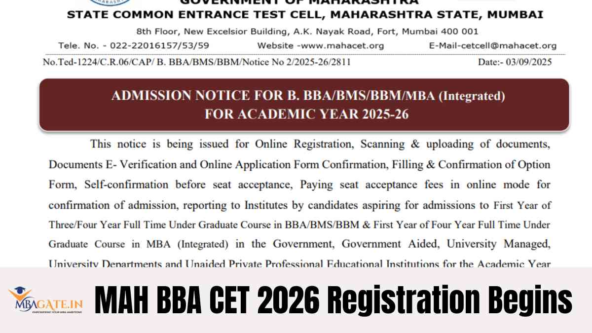 MAH BBA CET 2026 Registration Begins - Apply Online, Dates and Process