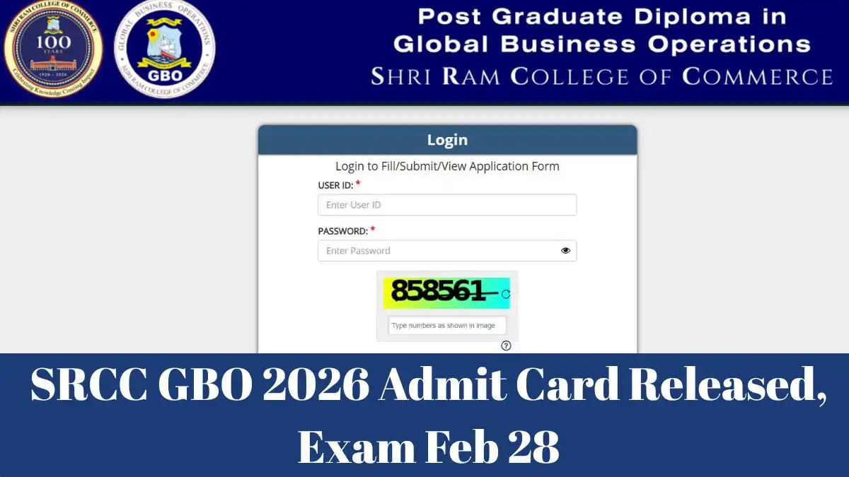 SRCC GBO 2026 Admit Card Released, Exam Feb 28