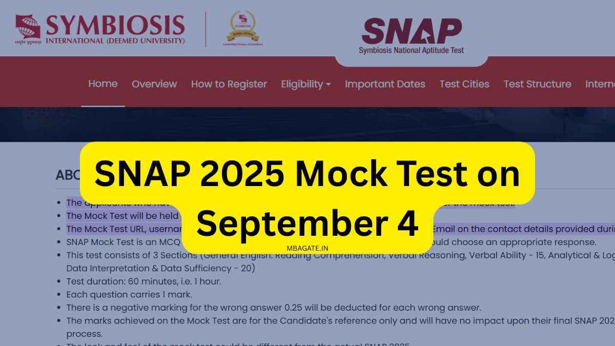 SNAP 2025 Mock Test on September 4: Last Date to Apply is August 31