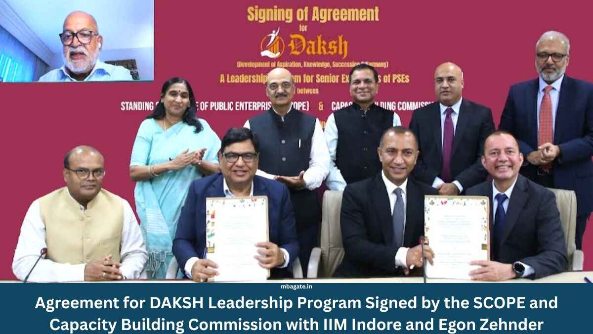 Agreement for DAKSH Leadership Program Signed by the SCOPE and Capacity Building Commission with IIM Indore and Egon Zehnder